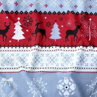 Pamutszövet - karácsonyi pulóver rénszarvas piros