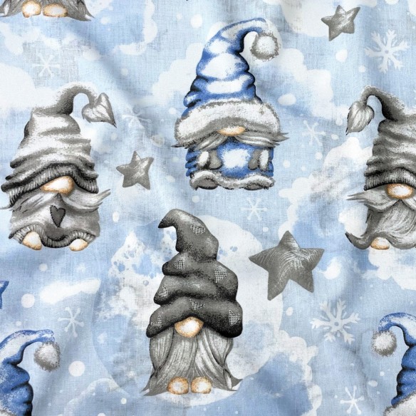 Pamutszövet - Christmas Gnomes Blue II