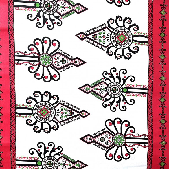 Pamutszövet - Parzenica Highland Folklore Pattern Red