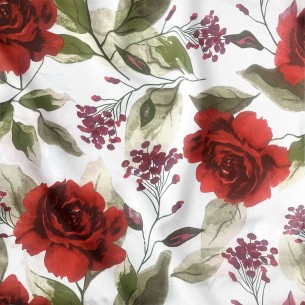 Pamut szövet - Piros rózsák