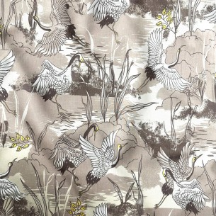 Pamut anyag - Gólya virágmintával