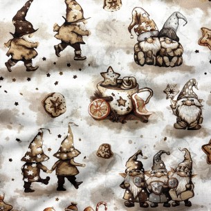 Pamut anyag - Karácsonyi Dekoráció, Fehér  - Cottye